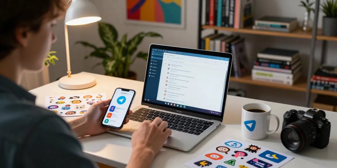 Download Telegram for seamless messaging on various devices in a vibrant workspace setting.